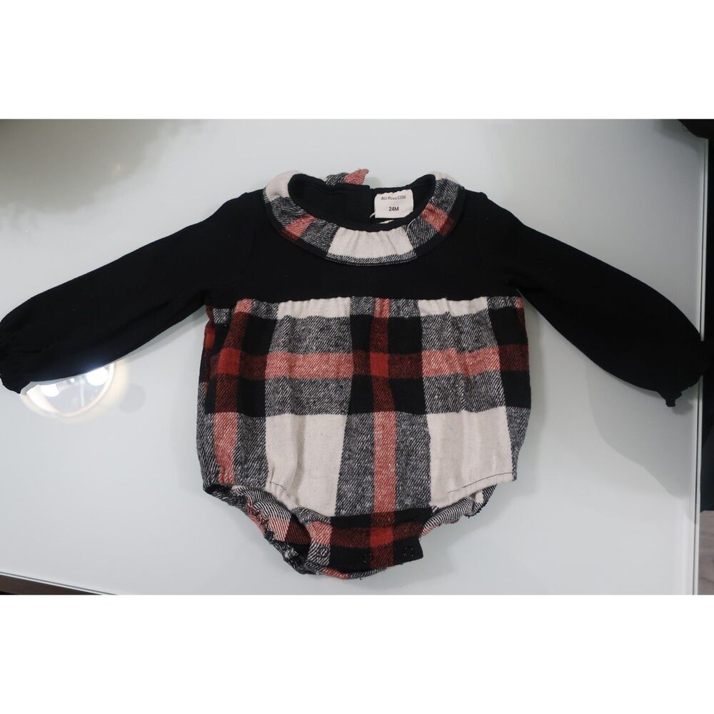 Ali Specials Red and Black Plaid Romper Toddler Girl 24 Months NWT
